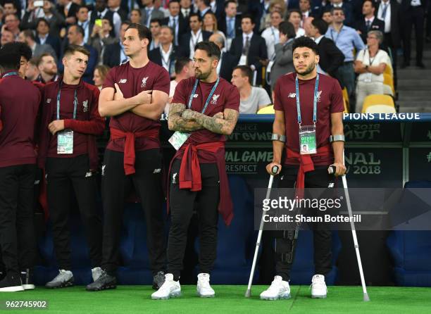 Alex Oxlade-Chamberlain of Liverpool and Danny Ings of Liverpool look on prior to the UEFA Champions League Final between Real Madrid and Liverpool...