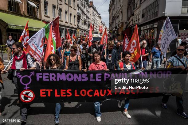 Antifascist demonstration in Lyon, France, on May 26, 2018. The demonstrators demand the closure of Le Bastion Social, held by the far right Lyon...