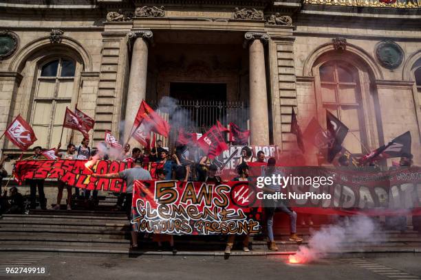 Antifascist demonstration in Lyon, France, on May 26, 2018. The demonstrators demand the closure of Le Bastion Social, held by the far right Lyon...