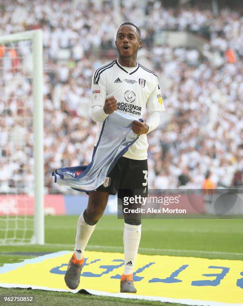 Ryan Sessegnon of Fulham celebrates at the final whistle during the Sky Bet Championship Play Off Final match between Aston Villa and Fulham at...
