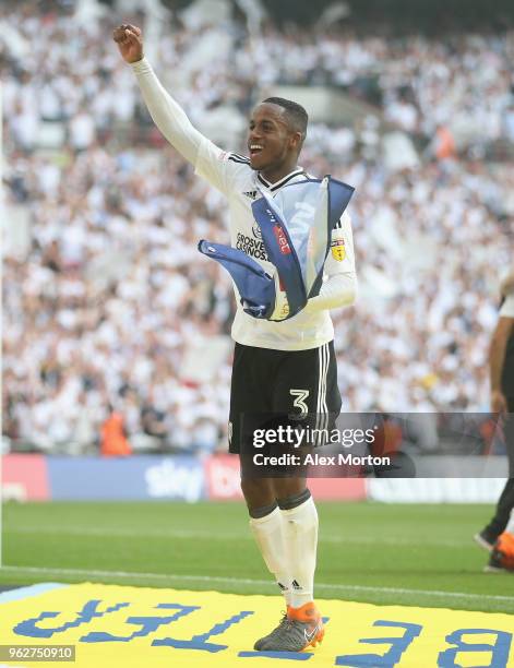 Ryan Sessegnon of Fulham celebrates at the final whistle during the Sky Bet Championship Play Off Final match between Aston Villa and Fulham at...