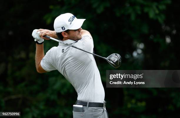 Lanto Griffin hits his tee shot on the 4th hole during the third round of the Nashville Golf Open at the Nashville Golf and Athletic Club on May 26,...