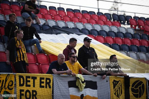 Fans of BK Hacken during the Allsvenskan match between Ostersunds FK and BK Hacken at Jamtkraft Arena on May 26, 2018 in Ostersund, Sweden.