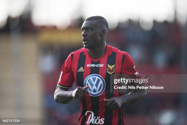 Ken Sema of Ostersunds FK during the Allsvenskan match between Ostersunds FK and BK Hacken at Jamtkraft Arena on May 26, 2018 in Ostersund, Sweden.