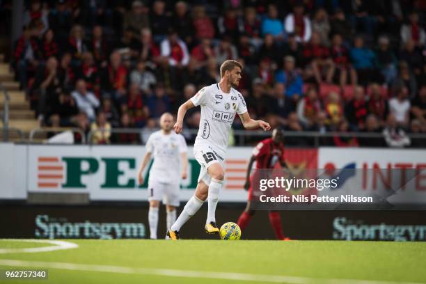 Johan Hammar of BK Hacken during the Allsvenskan match between Ostersunds FK and BK Hacken at Jamtkraft Arena on May 26, 2018 in Ostersund, Sweden.