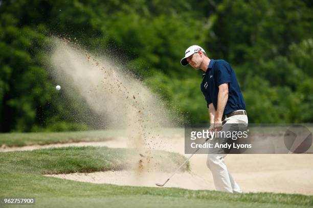 Wes Roach hits his third shot on the first hole during the third round of the Nashville Golf Open at the Nashville Golf and Athletic Club on May 26,...