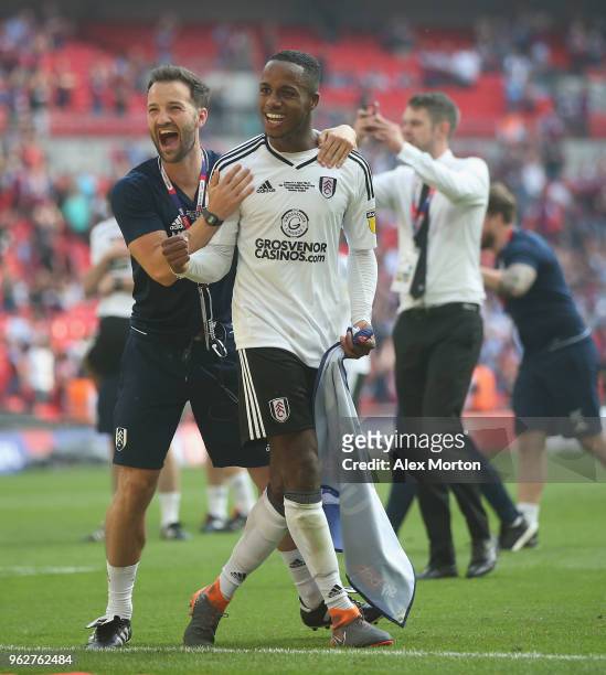 Ryan Sessegnon of Fulham celebrates at the final whistle during the Sky Bet Championship Play Off Final match between Aston Villa and Fulham at...