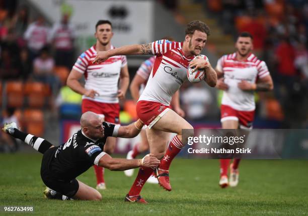 Ben Reynolds of Leigh Centurions in action during the Rugby League 2018 Summer Bash match between Toronto Wolfpack and Leigh Centurions at Bloomfield...