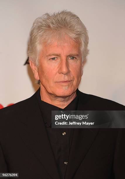 Musician Graham Nash of Crosby Stills & Nash arrives at the 2010 MusiCares Person Of The Year Tribute To Neil Young at Los Angeles Convention Center...