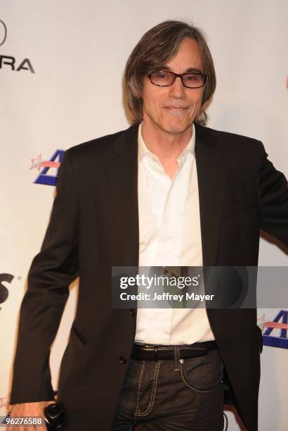 Musician Jackson Browne arrives at the 2010 MusiCares Person Of The Year Tribute To Neil Young at Los Angeles Convention Center on January 29, 2010...