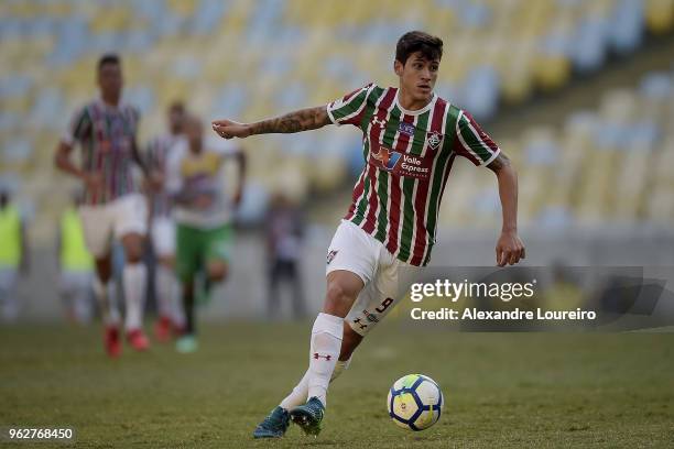 Pedro Santos of Fluminense runs with the ball during the match between Fluminense and Chapecoense as part of Brasileirao Series A 2018 at Maracana...