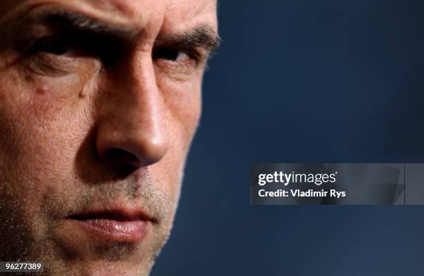 Moenchengladbach coach Michael Frontzeck is pictured ahead the Bundesliga match between Borussia Moenchengladbach and SV Werder Bremen at Borussia...