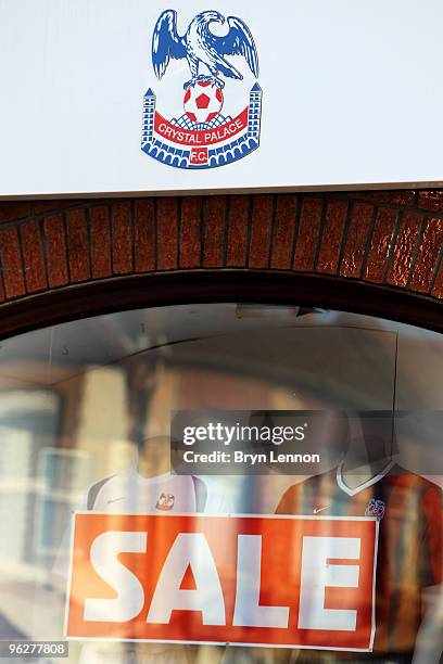 General view of Crystal Palace club shop window prior to the Coca-Cola Football League Championship match between Crystal Palace and Peterborough...