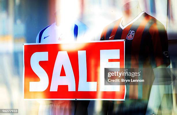 General view of Crystal Palace club shop window prior to the Coca-Cola Football League Championship match between Crystal Palace and Peterborough...