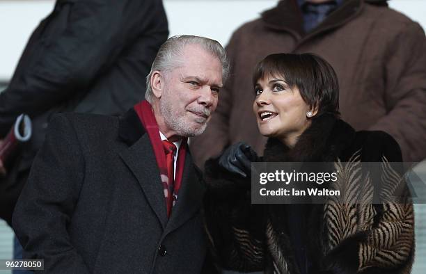 David Gold , joint Chairman of West Ham United looks on during the Barclays Premier League match between West Ham United and Blackburn Rovers at...