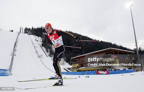 Eric Frenzel of Germany competes in the Gundersen 10km Cross Country event during day one of the FIS Nordic Combined World Cup on January 30, 2010 in...