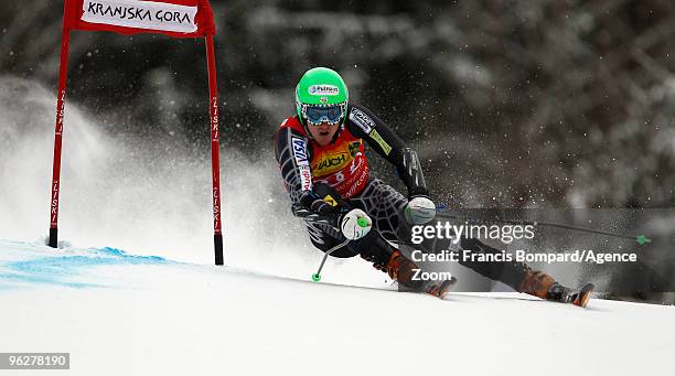 Ted Ligety of USA takes 3rd place during the Audi FIS Alpine Ski World Cup Men's Giant Slalom on January 30, 2010 in Kranjska Gora, Slovenia.