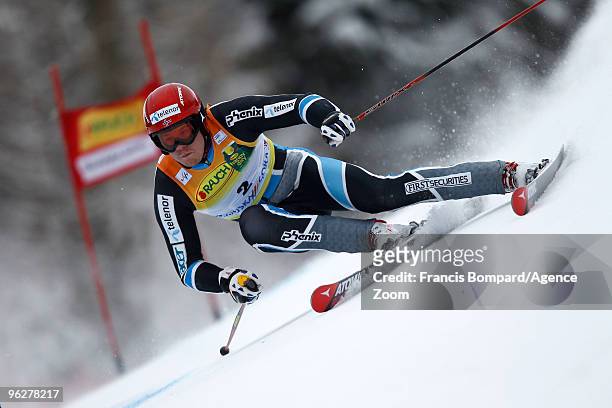 Kjetil Jansrud of Norway takes 2nd place during the Audi FIS Alpine Ski World Cup Men's Giant Slalom on January 30, 2010 in Kranjska Gora, Slovenia.