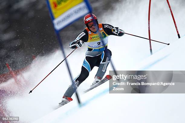 Kjetil Jansrud of Norway takes 2nd place during the Audi FIS Alpine Ski World Cup Men's Giant Slalom on January 30, 2010 in Kranjska Gora, Slovenia.