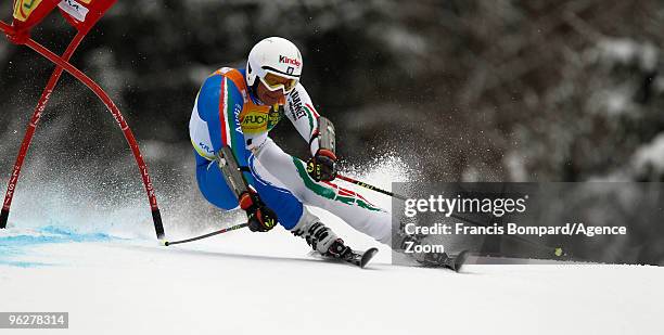 Massimiliano Blardone of Italy in action during the Audi FIS Alpine Ski World Cup Men's Giant Slalom on January 30, 2010 in Kranjska Gora, Slovenia.