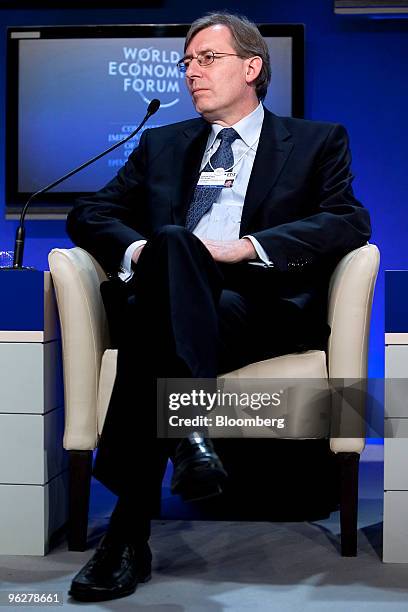 Hans Paul Burkner, chief executive officer and president of the Boston Consulting Group, participates in a panel discussion on day three of the 2010...