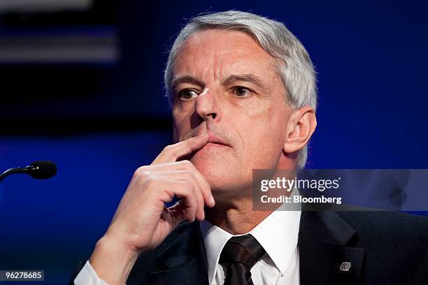 Colin Dyer, president and chief executive officer of Jones Lang LaSalle Inc., participates in a panel discussion on day three of the 2010 World...