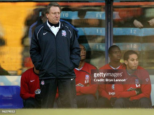 Crystal Palace Manager Neil Warnock watches his team during the Coca-Cola Football League Championship match between Crystal Palace and Peterborough...