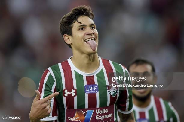 Pedro Santos of Fluminense celebrates their second scored goal during the match between Fluminense and Chapecoense as part of Brasileirao Series A...