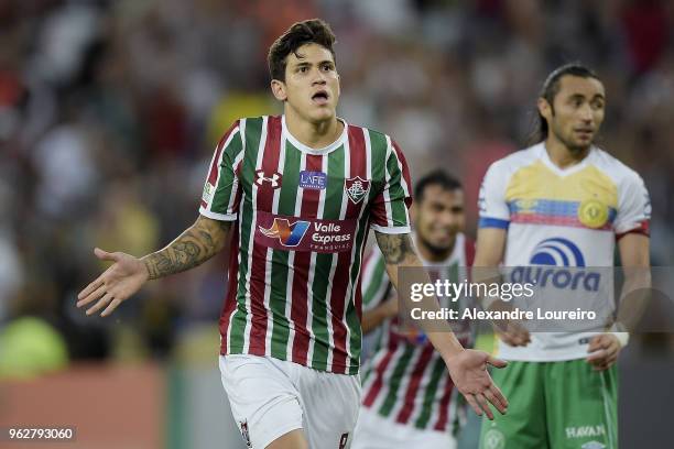 Pedro Santos of Fluminense celebrates their second scored goal during the match between Fluminense and Chapecoense as part of Brasileirao Series A...