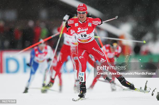 Seppi Hurschler of Switzerland competes in the Gundersen Ski Jumping HS 100/10km Cross Country event during day one of the FIS Nordic Combined World...