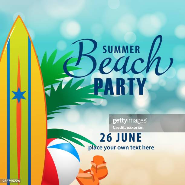 sommer strand party - strandparty stock-grafiken, -clipart, -cartoons und -symbole