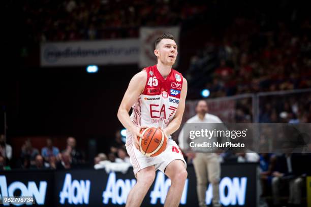 Dairis Bertans during a basketball game of Poste Mobile Playoff Lega Basket A between EA7 Emporio Armani Milano vs Germani Basket Brescia at...