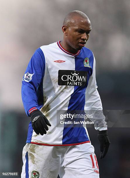 El Hadji Diouf of Blackburn Rovers leaves the field after being substituted during the Barclays Premier League match between West Ham United and...