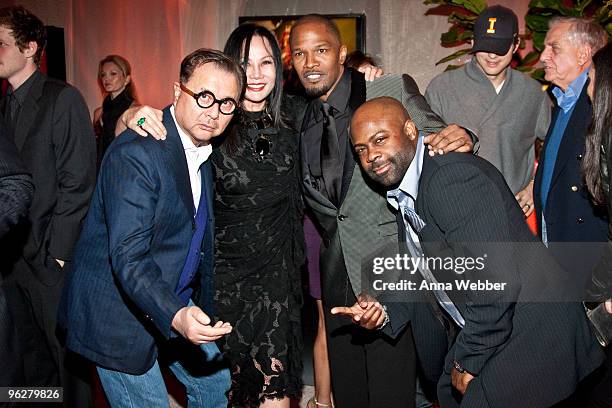 Michael Chow, Eva Chow, Jamie Foxx and Breyon Prescott attend L'Ermitage on January 29, 2010 in Los Angeles, California.