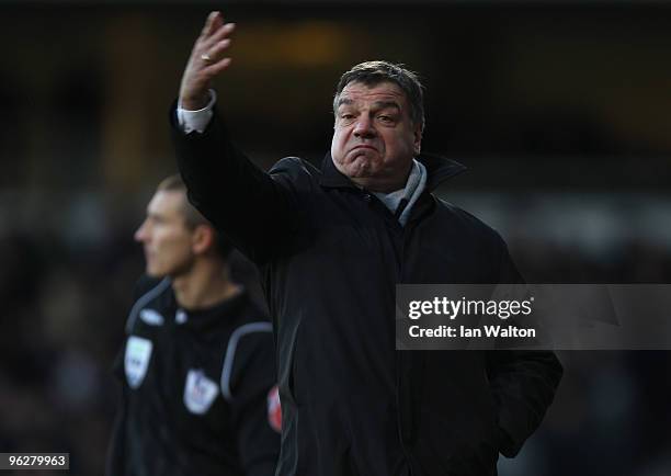 Sam Allardyce, Manager of Blackburn Rovers gestures during the Barclays Premier League match between West Ham United and Blackburn Rovers at Upton...