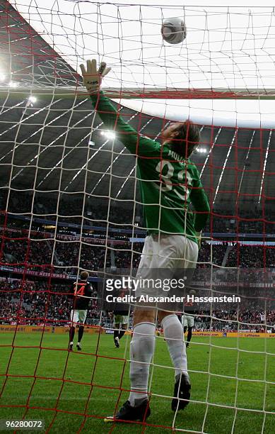 Heinz Mueller, keeper of Mainz reacts during the Bundesliga match between FC Bayern Muenchen and FSV Mainz 05 at Allianz Arena on January 30, 2010 in...