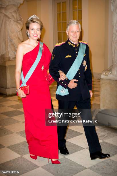 King Philippe of Belgium and Queen Mathilde of Belgium during the gala banquet on the occasion of The Crown Prince's 50th birthday at Christiansborg...