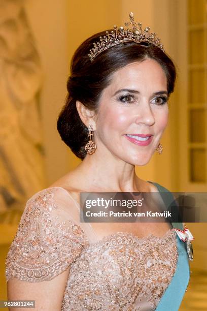 Crown Princess Mary of Denmark during the gala banquet on the occasion of The Crown Prince's 50th birthday at Christiansborg Palace Chapel on May 26,...