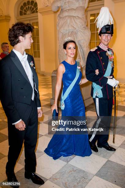 Prince Nikolai of Denmark, Princess Marie of Denmark and Prince Joachim of Denmark during the gala banquet on the occasion of The Crown Prince's 50th...