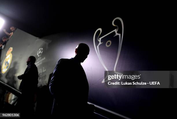 Zinedine Zidane, Manager of Real Madrid walks down the tunnel following his sides victory in the UEFA Champions League Final between Real Madrid and...