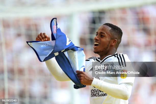Ryan Sessegnon of Fulham celebrates during the Sky Bet Championship Play Off Final between Aston Villa and Fulham at Wembley Stadium on May 26, 2018...