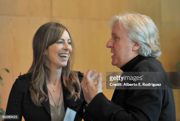 Feature film director nominees Kathryn Bigelow and James Cameron attend the 62nd Annual Directors Guild Of America Awards President's Breakfast at...