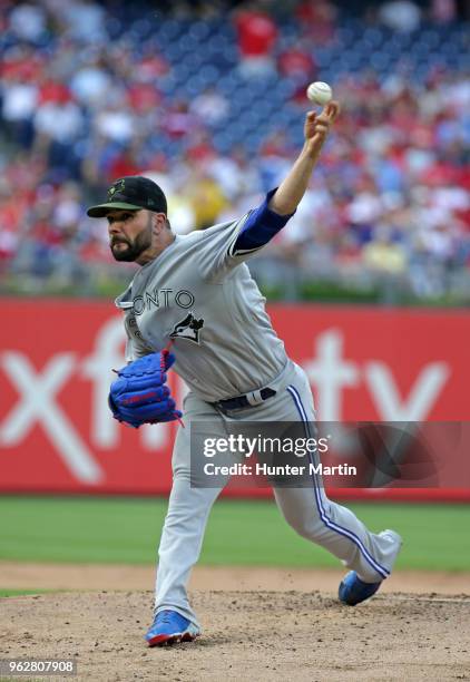 Starting pitcher Jaime Garcia of the Toronto Blue Jays throws a pitch in the first inning during a game against the Philadelphia Phillies at Citizens...