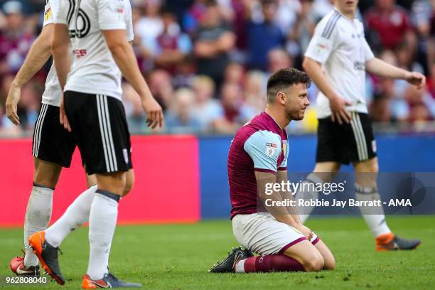 Dejected Scott Hogan of Aston Villa during the Sky Bet Championship Play Off Final between Aston Villa and Fulham at Wembley Stadium on May 26, 2018...