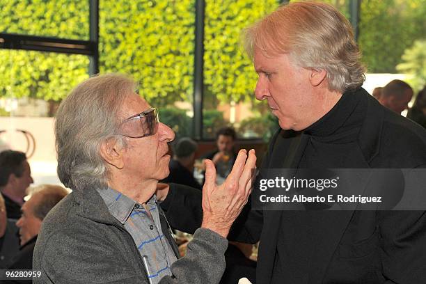 Director Arthur Hiller and DGA feature film director nominee James Cameron attend the 62nd Annual Directors Guild Of America Awards President's...