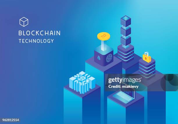 illustrations, cliparts, dessins animés et icônes de concept de blockchain mines cryptocurrency - crypto monnaie