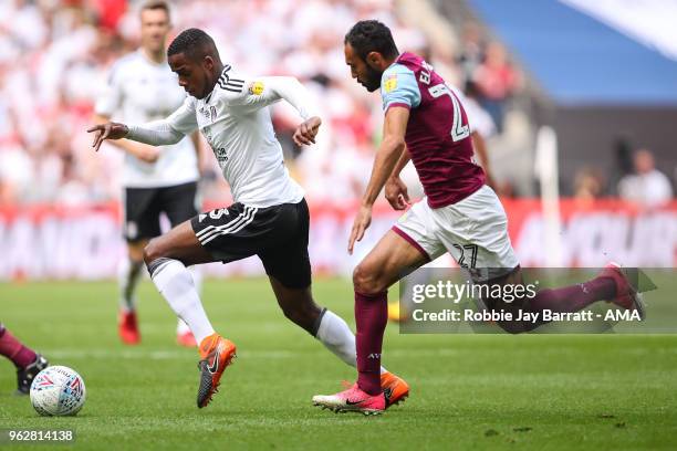 Ryan Sessegnon of Fulham and Ahmed Elmohamady of Aston Villa during the Sky Bet Championship Play Off Final between Aston Villa and Fulham at Wembley...