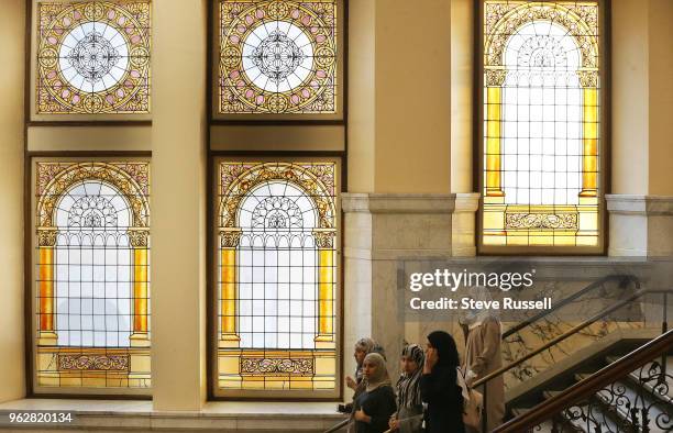 The main staircase in Old City Hall features a Robert McCausland stained glass window. Photography is usually not allowed in the building because it...