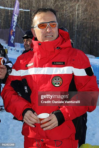 The Italian Foreign Minister Franco Frattini attends a slalom race during the 1st Criterium On The Snow of Italian Parliamentarists on January 30,...