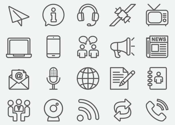 communication & social line icons - communication stock illustrations